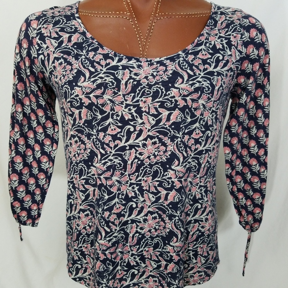Lucky Brand Women's Top Blouse Floral 3/4 Sleeve M